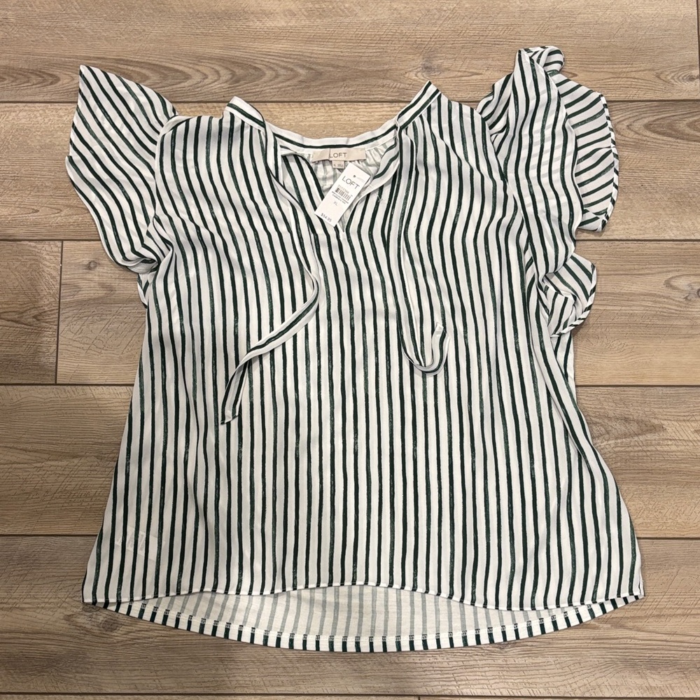 Loft  green  and White Women's Top